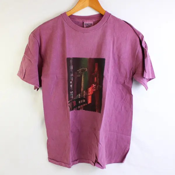 Vtg Oneita Adult M Purple Totem Pole Graphic Short Sleeve T-Shirt NWOT