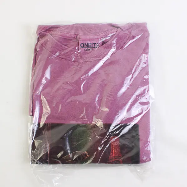 Vtg Oneita Adult M Purple Totem Pole Graphic Short Sleeve T-Shirt NWOT