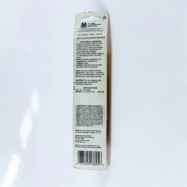 Dorman 13895 Disc Brake Caliper Bolt Kit Mounting Hardware New Open Box