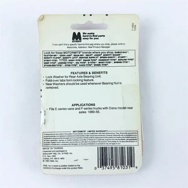 Motormite 81031 Locking Washer Spindle Nut New Open Box Steering Suspension