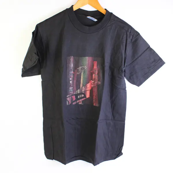NWOT Vtg Hanes Beefy-T Adult M Black Totem Pole Graphic Short Sleeve T-Shirt