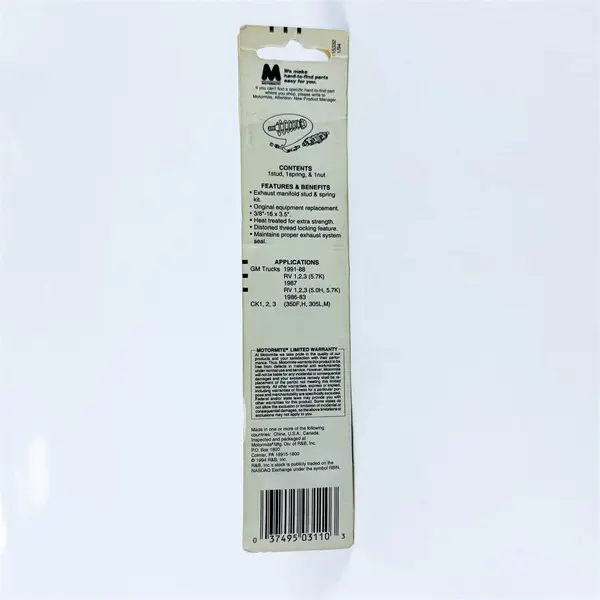 Help 03110 Exhaust Manifold Stud and Spring Kit Bolts Nuts Studs Open Box
