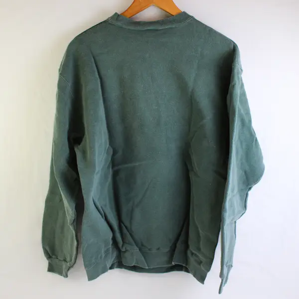 NWOT Vtg Oneita Adult M Dark Green Sleeping Wolf Graphic Pullover Sweater
