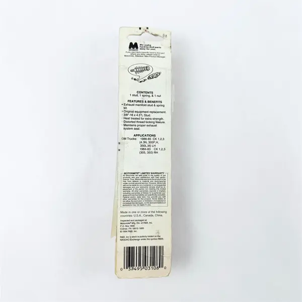 Motormite 03108 Exhaust Manifold Hardware Kit - New In Open Box