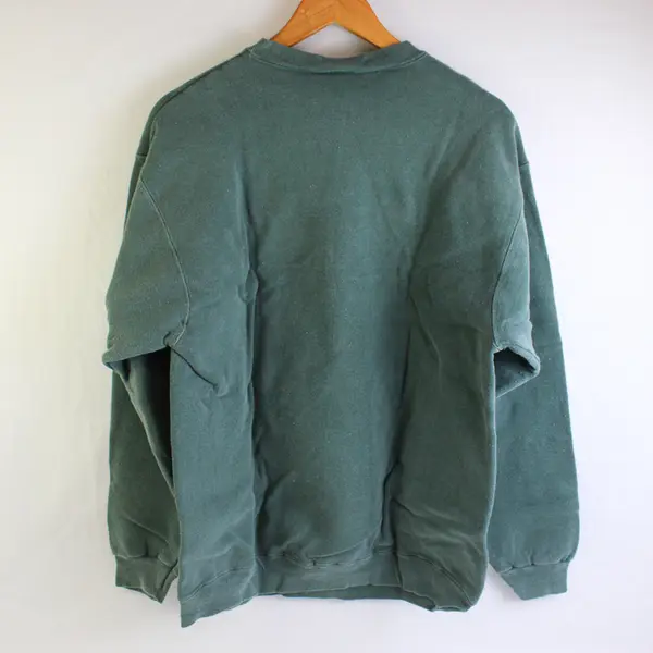 NWOT Vtg Oneita Adult M Green Rhino Graphic Crew Neck Pullover Sweater