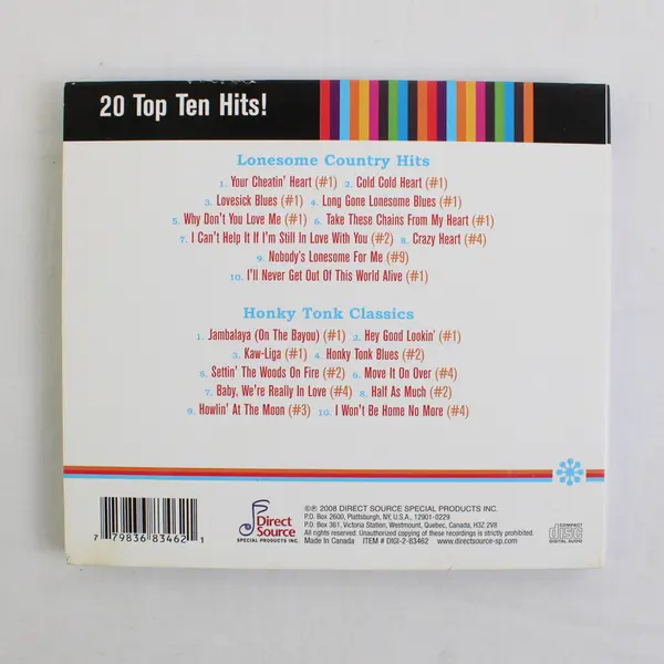 Hank Williams 20 Top Ten Hits! Double CD, 2008