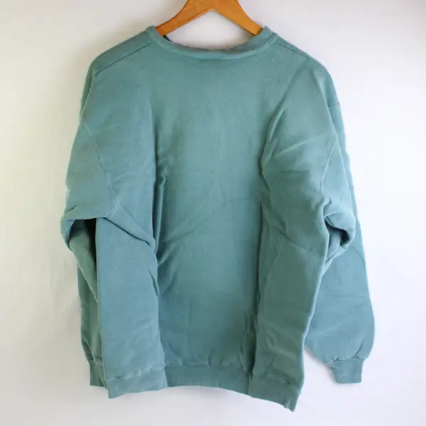 NWOT Vtg Oneita Adult M Teal Tiger Graphic Crew Neck Pullover Sweater