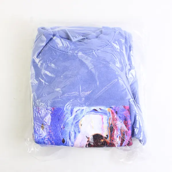 NWOT Vtg Oneita Adult M Lilac Tiger Graphic Crew Neck Pullover Sweater