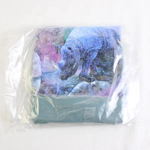 NWOT Vtg Comfort Colors Adult L Teal Rhino Graphic Short Sleeve T-Shirt