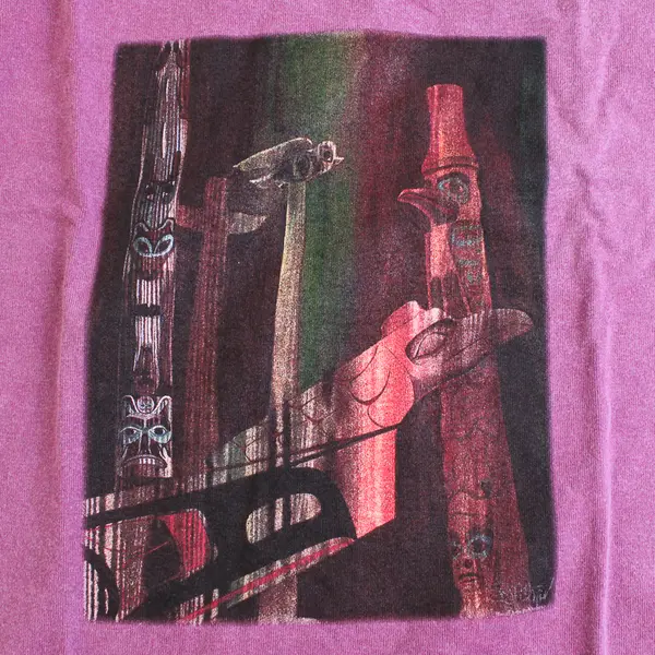 Vtg Comfort Colors Adult L Purple Totem Pole Graphic Short Sleeve T-Shirt NWOT