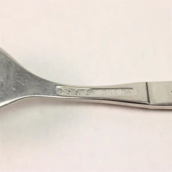 Lot of 6 Oneida Midnight Pattern Stainless Black Accent Salad Forks 6.25" Good