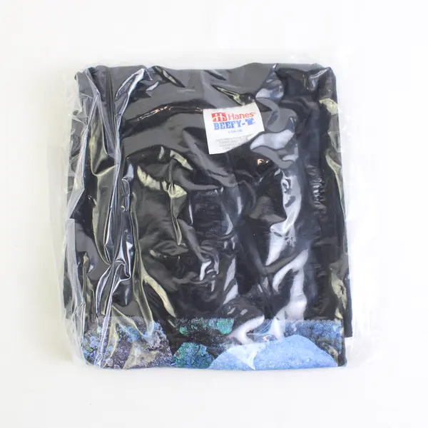 Vtg Hanes Beefy-T Youth L (14-16) Black Rhino Graphic Short Sleeve T-Shirt NWOT