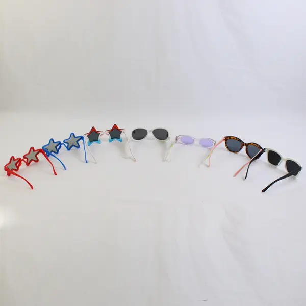 Lot of 7 Pairs of Kids' Whimsical Sunglasses, Assorted Frame Colors