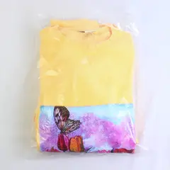 NWOT Vtg Oneita Adult L Yellow Floral Graphic Crew Neck Pullover Sweater