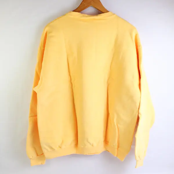 NWOT Vtg Oneita Adult L Yellow Floral Graphic Crew Neck Pullover Sweater