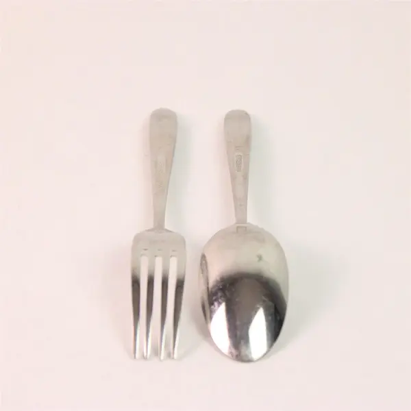 Lot of 2 Oneida Silver Mascagni II Pattern Salad Fork & Soup Spoon 7" Good