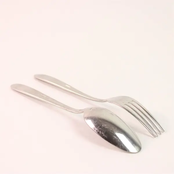 Lot of 2 Oneida Silver Mascagni II Pattern Salad Fork & Soup Spoon 7" Good