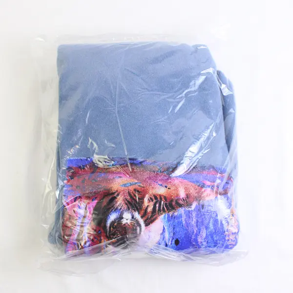 NWOT Vtg Comfort Colors Adult L Blue Tiger Graphic Crew Neck Pullover Sweater