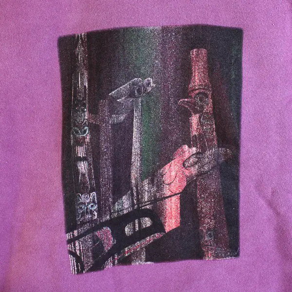 NWOT Vtg Comfort Colors Adult L Purple Totem Pole Graphic  Pullover Sweater