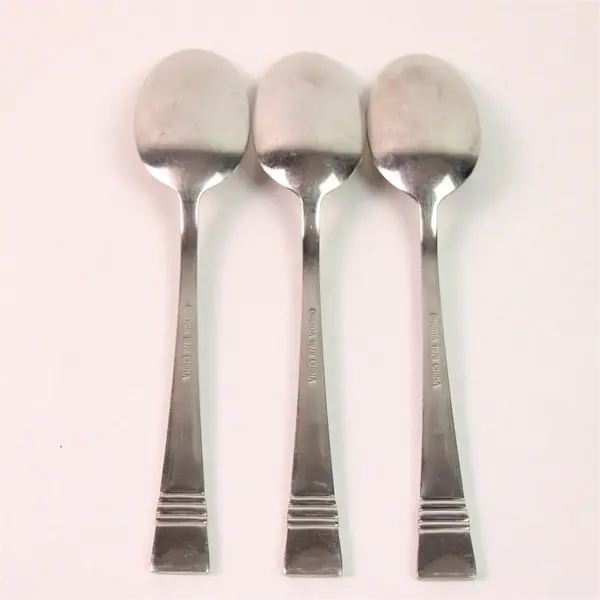 Lot of 3 Oneida Silver Mercutio Pattern 18/8 Stainless Oval Soup Spoons 7" Good