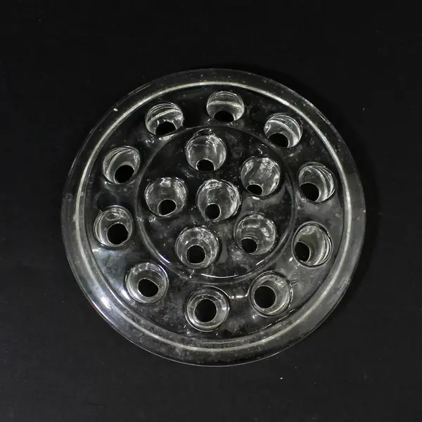 Vintage Clear Glass Flower Frog Stem Holder Dome Floral Arranging 16 Hole 5"