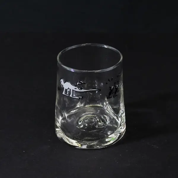 Vintage Johnny Hart BC Comics Pinched Glass 4" Tumbler Juice Anteater