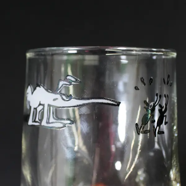 Vintage Johnny Hart BC Comics Pinched Glass 4" Tumbler Juice Anteater