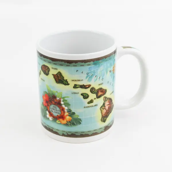 2018 Hawaiian Islands Vintage Map Ceramic Mug Cup Hawaii Souvenir ABC Stores