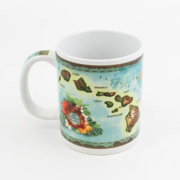 2018 Hawaiian Islands Vintage Map Ceramic Mug Cup Hawaii Souvenir ABC Stores