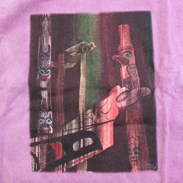 Vtg Comfort Colors Adult XL Purple Totem Pole Graphic Short Sleeve T-Shirt NWOT