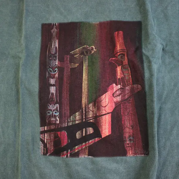 NWOT Vtg Comfort Colors Adult XL Dark Green Totem Graphic Short Sleeve T-Shirt