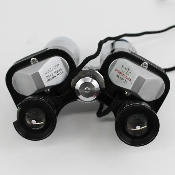 Vintage Gold Cup 8 x 28 binoculars With Brown Leather Case