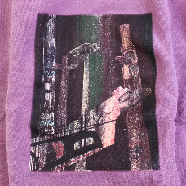 NWOT Vtg Comfort Colors Adult XL Purple Totem Pole Graphic Pullover Sweater