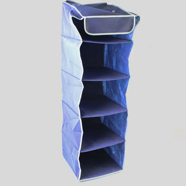 Five Section Heavy Duty Hanging Closet Organizer Dark Blue