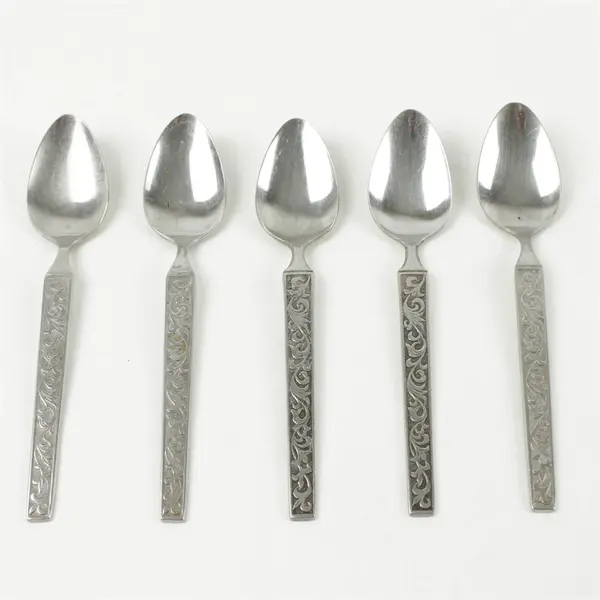 Set of 5 Riviera RIF11 Engraved Stainless Steel Teaspoons 6 3/8" Flatware 