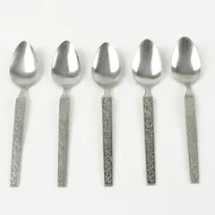 Set of 5 Riviera RIF11 Engraved Stainless Steel Teaspoons 6 3/8" Flatware 