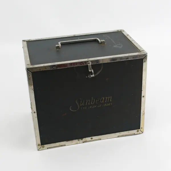 Vintage Sunbeam Electric Iron Metal Box Carry Case