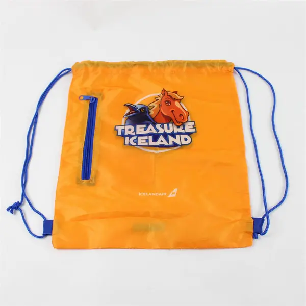 Treasure Iceland Yellow Drawstring Backpack Icelandair Small Travel Souvenir