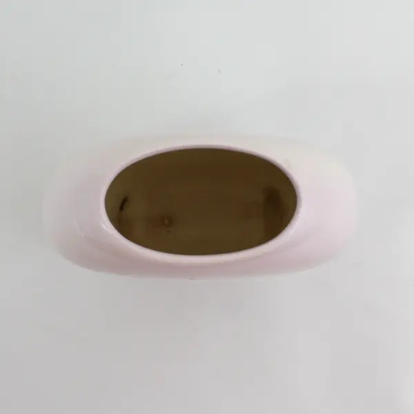 Vintage Hand-Painted Beige Ceramic Footed Flower Vase