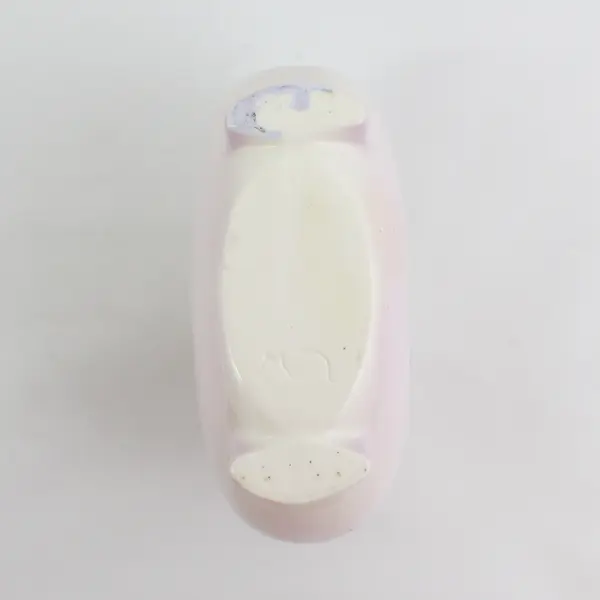 Vintage Hand-Painted Beige Ceramic Footed Flower Vase