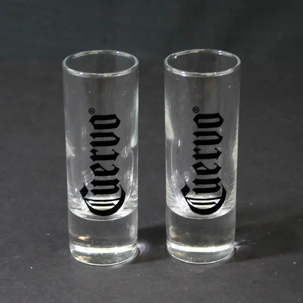 Set of 2  Cuervo Tequila Shot Glasses 4" Tall Mexico