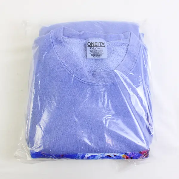 NWOT Vtg Oneita Adult XL Lilac Tiger Graphic Crew Neck Pullover Sweater