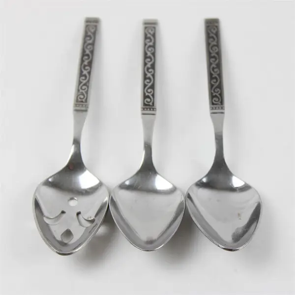 Lot of 3 Oneida Spanish Court Stainless 2 Tablespoons & 1 Pierced Tablespoon