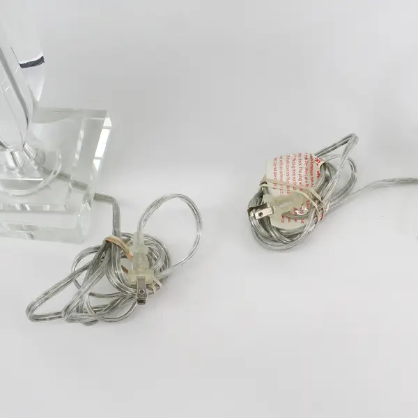 2 Clear Square Crystal Table Lamps T50615E-WH With White Square Shades 26"