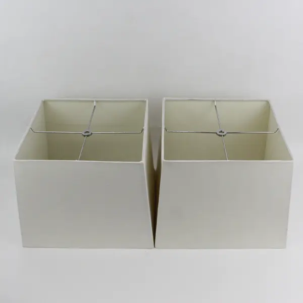 2 Clear Square Crystal Table Lamps T50615E-WH With White Square Shades 26"