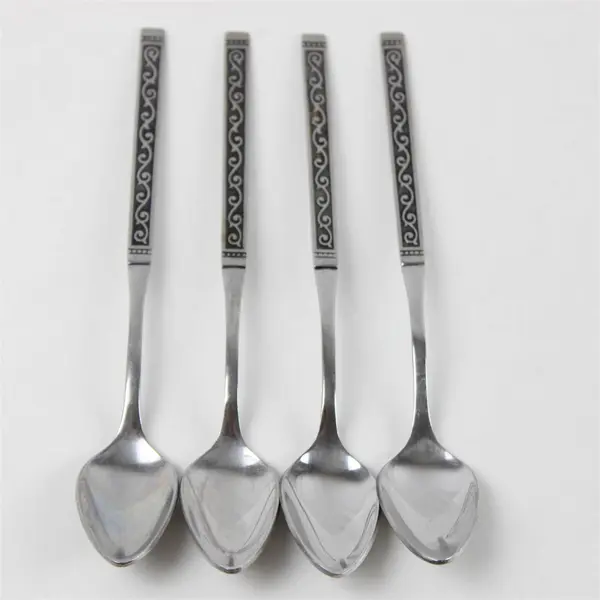 Set of 4 Oneida Spanish Court Stainless Ice Tea Spoons 7.5"