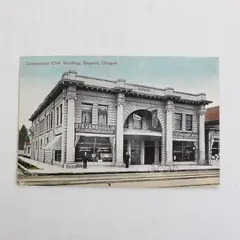 Commercial Club Building Eugene Oregon Color Litho Postcard W.J. Hill Bicycles
