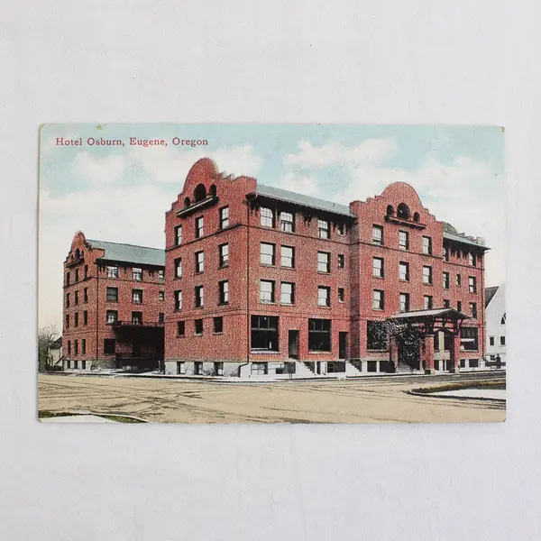 Hotel Osburn Eugene Oregon Color Litho Postcard W.J. Hill 1910s