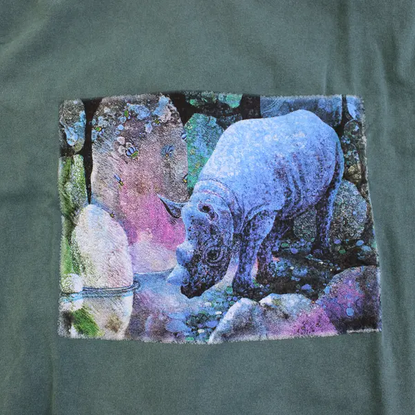 NWOT Vtg Port and Company Adult XL Dark Green Rhino Graphic Short Sleeve T-Shirt