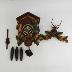 Large 1 Day German Schmeckenbecher Black Forest Hunter Cuckoo Clock